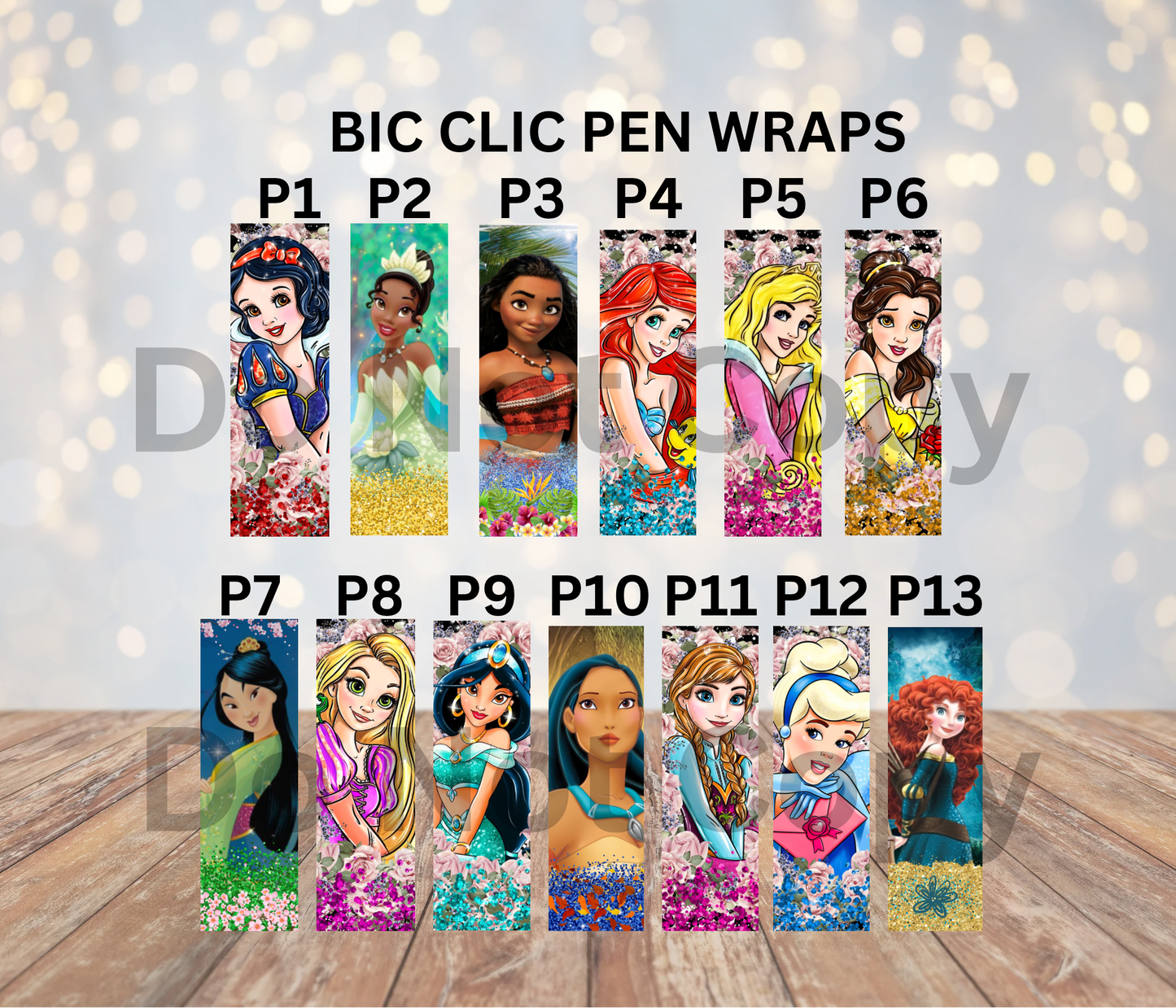 Pen Wraps For BIC CLIC PENS PRINCESSES