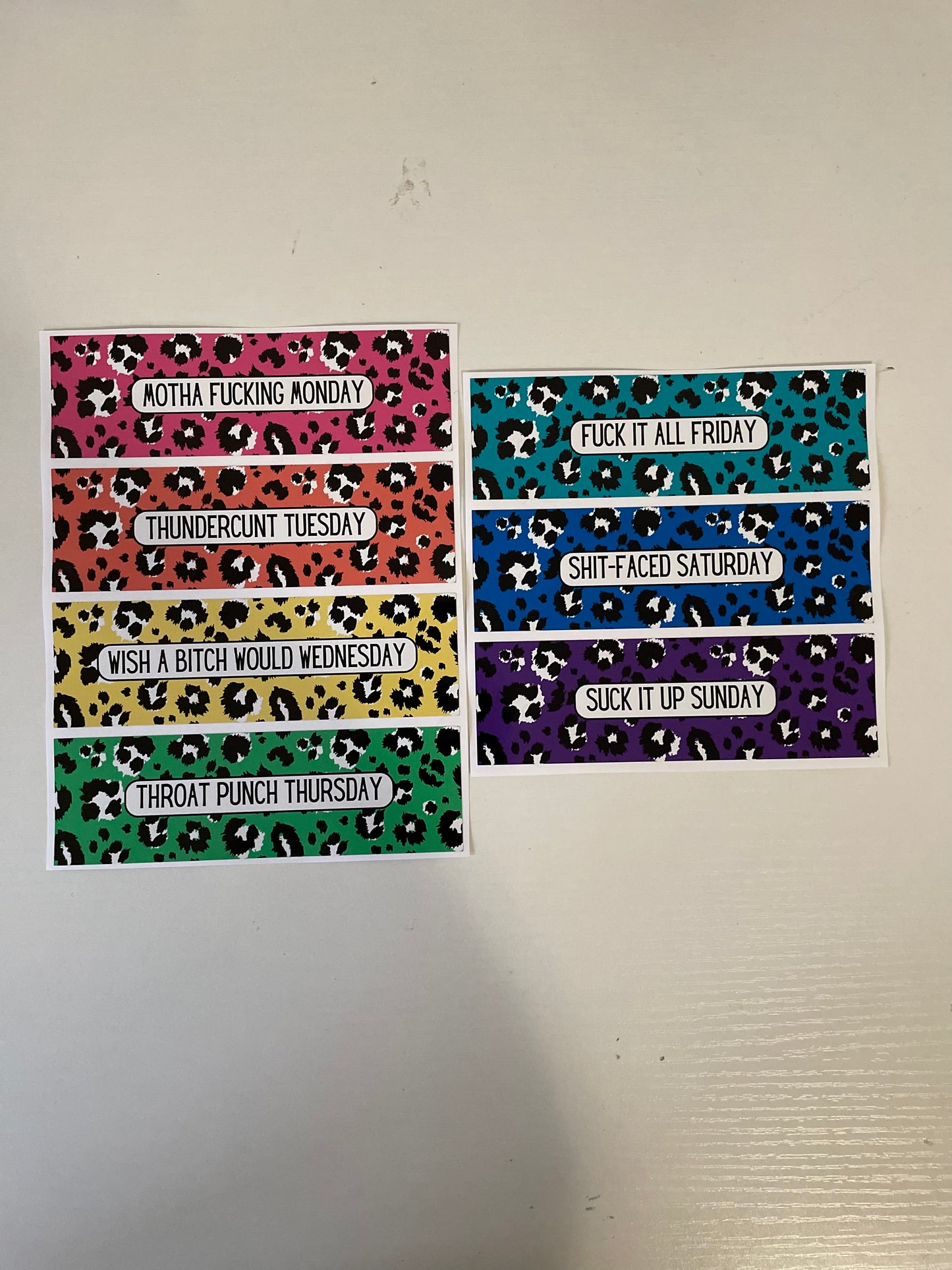 Pen Wraps For INKJOY GEL And BIC CLIC PENS DAYS OF THE WEEK SET CURSE WORDS